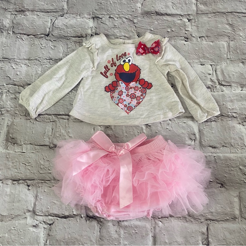 Valentines Elmo Full of Love Pink Tutu Outfit sz 3-6 Months